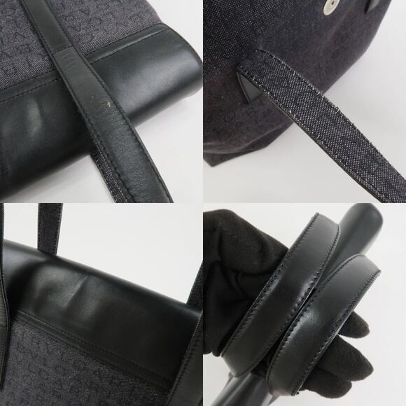 💎✨Authentic✨💎BVLGARI Logo Mania Canvas Leather Tote Bag Hand Bag Black - Picture 8 of 16